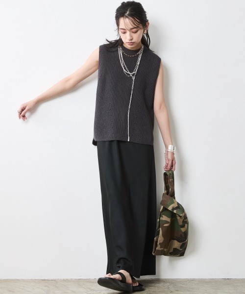 CHIC STYLE（シックスタイル）の「綿麻畦編ニットベスト＜大きいサイズ有＞シックスタイル（ベスト・レディース・チャコール/モカ・5L/4L/3L/LL/L/M）」の21枚目の写真