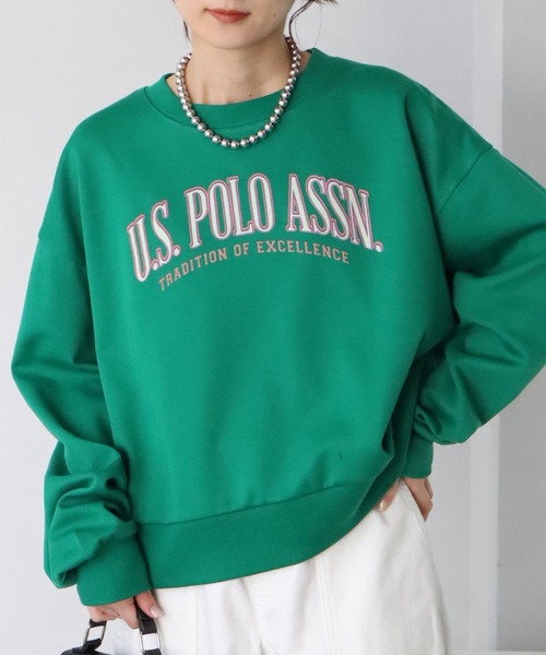 U.S. POLO ASSN.(ユーエスポロアッスン)の「【U.S. POLO ASSN./ユーエスポロアッスン】フロッキープリント クルーネックスウェット/トレーナー(スウェット・レディース・スミクロ/グリーン/アイボリー・M/L/LL)」の3枚目の写真