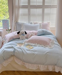 SHEPP（シープ）の「ギンガムチェックベッドカバー４点セット（寝具）」