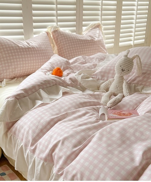 SHEPP(シープ)の「ギンガムチェックベッドカバー4点セット(寝具・レディース・ブルー/パープル/イエロー/ピンク/ブルー系その他/その他1/ピンク系その他/イエロー系その他・F)」の12枚目の写真