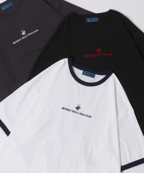 BEVERLY HILLS POLO CLUB（ビバリーヒルズポロクラブ）の「BEVERLY HILLS POLO CLUB/ビバリーヒルズポロクラブ オーバーサイズ ワンポイント刺繍 半袖Tシャツ リンガーTシャツ レディース メンズ（Tシャツ/カットソー・レディース・スミクロ/ネイビー/ブルー系その他/ホワイト/ホワイト系その他/ホワイト系その他3/ブラック系その他4/ブラック/ブラック系その他2/ブラック系その他/ホワイト系その他2/ブラック系その他3・M/L/LL）」の3枚目の写真