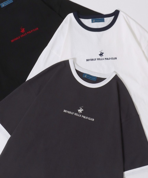 BEVERLY HILLS POLO CLUB（ビバリーヒルズポロクラブ）の「BEVERLY HILLS POLO CLUB/ビバリーヒルズポロクラブ オーバーサイズ ワンポイント刺繍 半袖Tシャツ リンガーTシャツ レディース メンズ（Tシャツ/カットソー・レディース・スミクロ/ネイビー/ブルー系その他/ホワイト/ホワイト系その他/ホワイト系その他3/ブラック系その他4/ブラック/ブラック系その他2/ブラック系その他/ホワイト系その他2/ブラック系その他3・M/L/LL）」の6枚目の写真