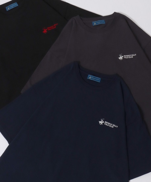 BEVERLY HILLS POLO CLUB（ビバリーヒルズポロクラブ）の「BEVERLY HILLS POLO CLUB/ビバリーヒルズポロクラブ オーバーサイズ ワンポイント刺繍 半袖Tシャツ リンガーTシャツ レディース メンズ（Tシャツ/カットソー・レディース・スミクロ/ネイビー/ブルー系その他/ホワイト/ホワイト系その他/ホワイト系その他3/ブラック系その他4/ブラック/ブラック系その他2/ブラック系その他/ホワイト系その他2/ブラック系その他3・M/L/LL）」の12枚目の写真