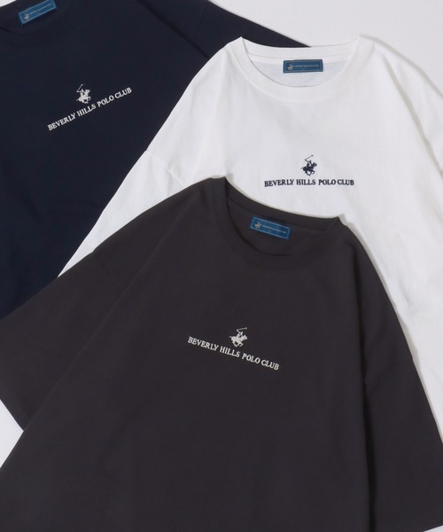 BEVERLY HILLS POLO CLUB（ビバリーヒルズポロクラブ）の「BEVERLY HILLS POLO CLUB/ビバリーヒルズポロクラブ オーバーサイズ ワンポイント刺繍 半袖Tシャツ リンガーTシャツ レディース メンズ（Tシャツ/カットソー・レディース・スミクロ/ネイビー/ブルー系その他/ホワイト/ホワイト系その他/ホワイト系その他3/ブラック系その他4/ブラック/ブラック系その他2/ブラック系その他/ホワイト系その他2/ブラック系その他3・M/L/LL）」の7枚目の写真