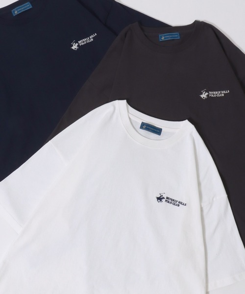 BEVERLY HILLS POLO CLUB（ビバリーヒルズポロクラブ）の「BEVERLY HILLS POLO CLUB/ビバリーヒルズポロクラブ オーバーサイズ ワンポイント刺繍 半袖Tシャツ リンガーTシャツ レディース メンズ（Tシャツ/カットソー・レディース・スミクロ/ネイビー/ブルー系その他/ホワイト/ホワイト系その他/ホワイト系その他3/ブラック系その他4/ブラック/ブラック系その他2/ブラック系その他/ホワイト系その他2/ブラック系その他3・M/L/LL）」の4枚目の写真