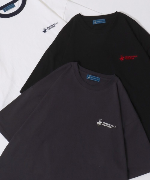BEVERLY HILLS POLO CLUB（ビバリーヒルズポロクラブ）の「BEVERLY HILLS POLO CLUB/ビバリーヒルズポロクラブ オーバーサイズ ワンポイント刺繍 半袖Tシャツ リンガーTシャツ レディース メンズ（Tシャツ/カットソー・レディース・スミクロ/ネイビー/ブルー系その他/ホワイト/ホワイト系その他/ホワイト系その他3/ブラック系その他4/ブラック/ブラック系その他2/ブラック系その他/ホワイト系その他2/ブラック系その他3・M/L/LL）」の8枚目の写真