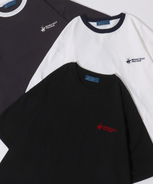 BEVERLY HILLS POLO CLUB（ビバリーヒルズポロクラブ）の「BEVERLY HILLS POLO CLUB/ビバリーヒルズポロクラブ オーバーサイズ ワンポイント刺繍 半袖Tシャツ リンガーTシャツ レディース メンズ（Tシャツ/カットソー・レディース・スミクロ/ネイビー/ブルー系その他/ホワイト/ホワイト系その他/ホワイト系その他3/ブラック系その他4/ブラック/ブラック系その他2/ブラック系その他/ホワイト系その他2/ブラック系その他3・M/L/LL）」の9枚目の写真