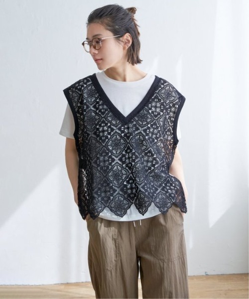 週末sale❣️L'Appartement Lace Vest 黒レースベスト Lace Vest / BLACK – &her