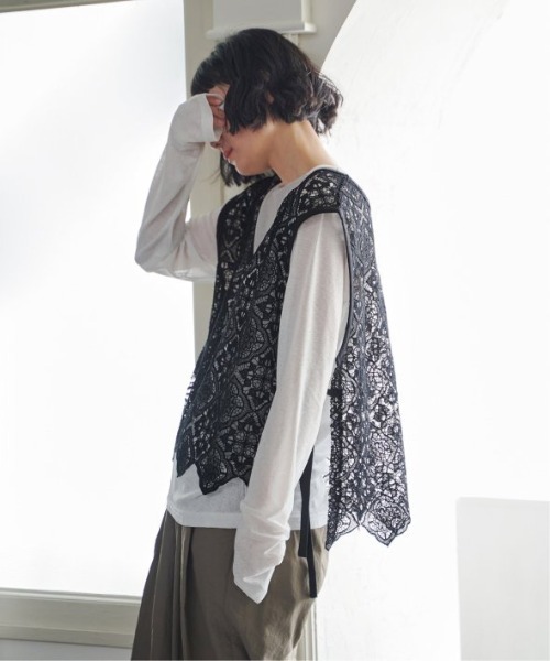 LBC（エルビーシー）の「レース2WAYベスト（ベスト・レディース・ブラック/ホワイト・M）」の5枚目の写真