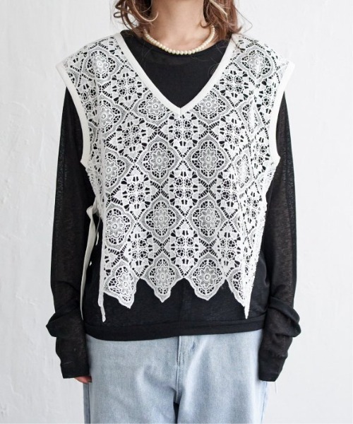 LBC（エルビーシー）の「レース2WAYベスト（ベスト・レディース・ブラック/ホワイト・M）」の16枚目の写真