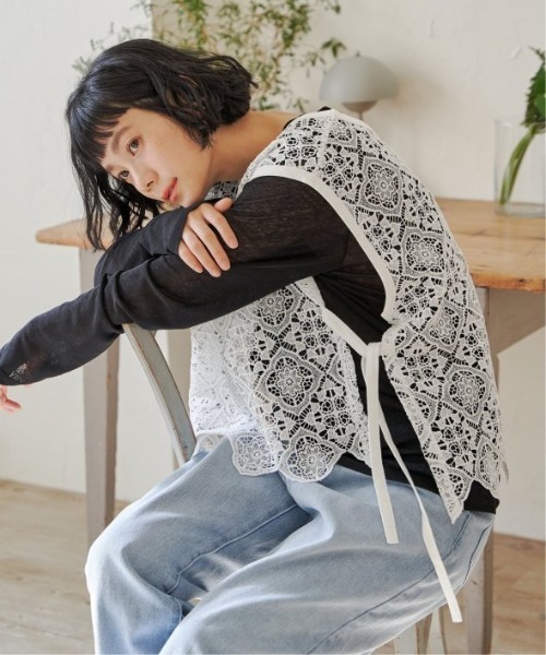 LBC（エルビーシー）の「レース2WAYベスト（ベスト・レディース・ブラック/ホワイト・M）」の6枚目の写真