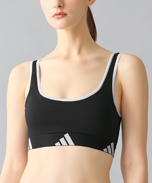 adidas（アディダス）の「adidas/アディダス スポーツブラ 吸汗速乾（スポーツブラ・レディース・ブラック/杢グレー/ベージュ系その他/パープル系その他・LARGE/SMALL/MEDIUM）」の2枚目の写真