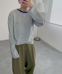 hyu,il（ヒュイル）の「シアーボーダープルオーバー（Tシャツ/カットソー）」