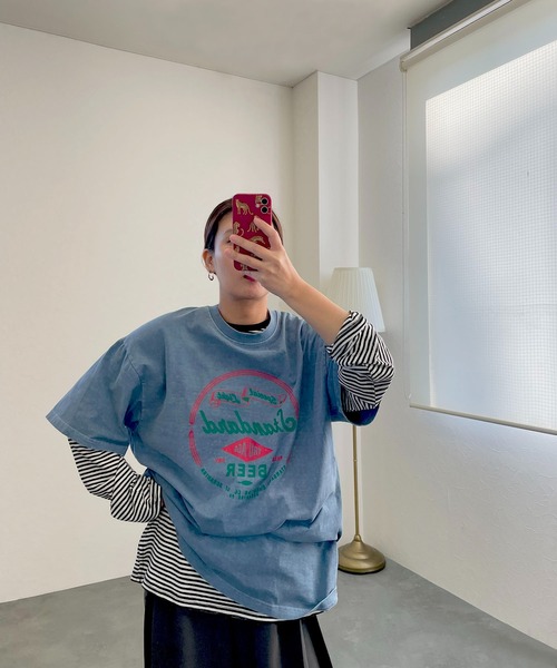 hyu,il(ヒュイル)の「シアーボーダープルオーバー(Tシャツ/カットソー・レディース・ブラック/グリーン/ピンク・FREE)」の2枚目の写真