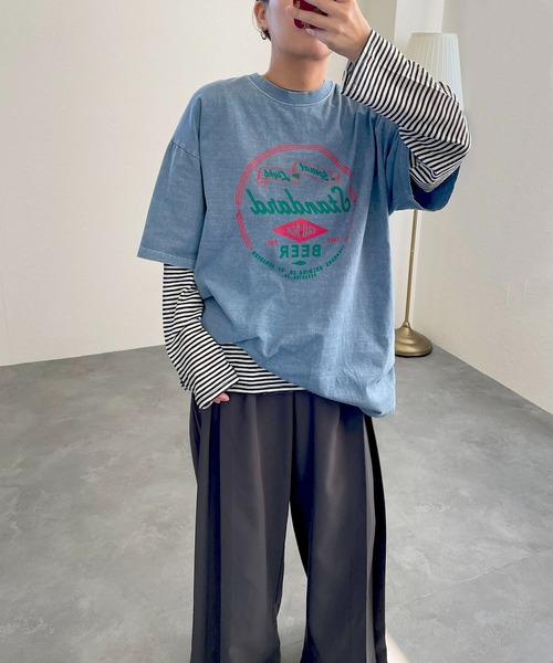 hyu,il(ヒュイル)の「シアーボーダープルオーバー(Tシャツ/カットソー・レディース・ブラック/グリーン/ピンク・FREE)」の4枚目の写真