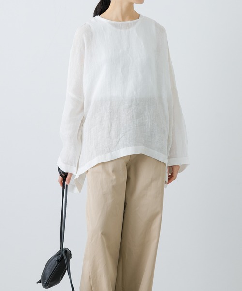 かぐれ(カグレ)の「シアーリネンワイドプルオーバー(シャツ/ブラウス・レディース・ライトグレー/チャコールグレー/オフホワイト/ブラック・FREE)」の6枚目の写真