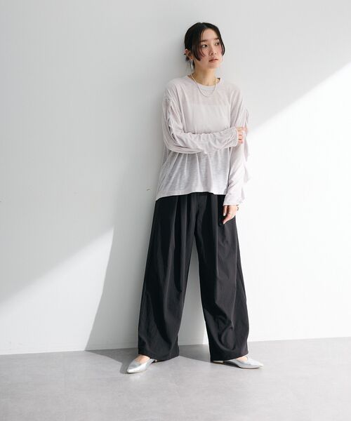 Sugar spoon(シュガースプーン)の「・SUGAR SPOON ラッフルスリーブロンTEE(Tシャツ/カットソー・レディース・ブラック/グレイッシュベージュ/ピンクベージュ/オフホワイト/ライトグレー・FREE)」の22枚目の写真