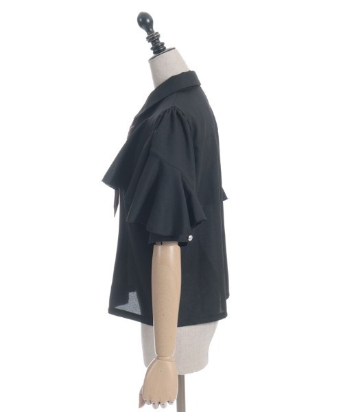 axes femme POETIQUE（アクシーズファムポエティック）の「タイ付ラッフルフリル半袖ブラウス（シャツ/ブラウス・レディース・ホワイト/グレー/ブラック・MEDIUM）」の13枚目の写真