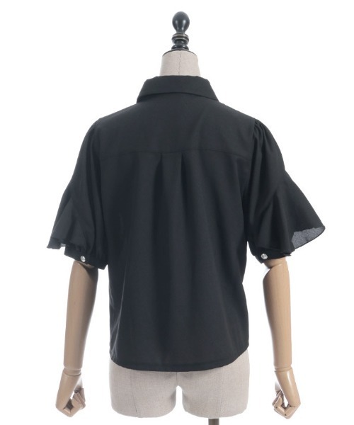 axes femme POETIQUE（アクシーズファムポエティック）の「タイ付ラッフルフリル半袖ブラウス（シャツ/ブラウス・レディース・ホワイト/グレー/ブラック・MEDIUM）」の14枚目の写真