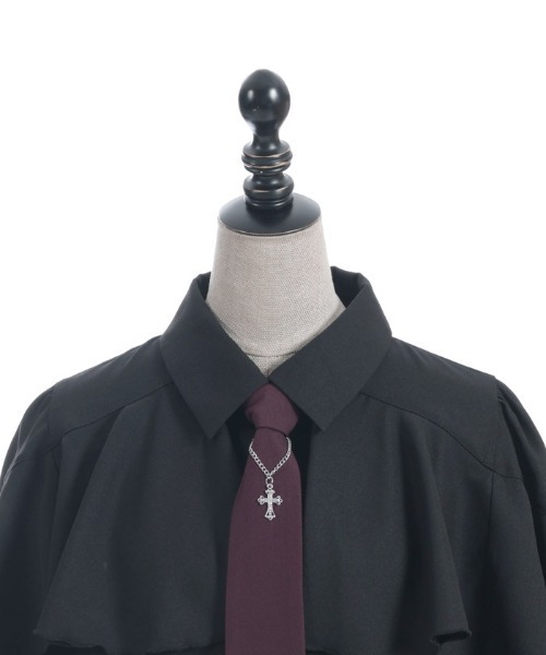 axes femme POETIQUE（アクシーズファムポエティック）の「タイ付ラッフルフリル半袖ブラウス（シャツ/ブラウス・レディース・ホワイト/グレー/ブラック・MEDIUM）」の15枚目の写真