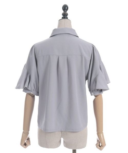 axes femme POETIQUE（アクシーズファムポエティック）の「タイ付ラッフルフリル半袖ブラウス（シャツ/ブラウス・レディース・ホワイト/グレー/ブラック・MEDIUM）」の22枚目の写真