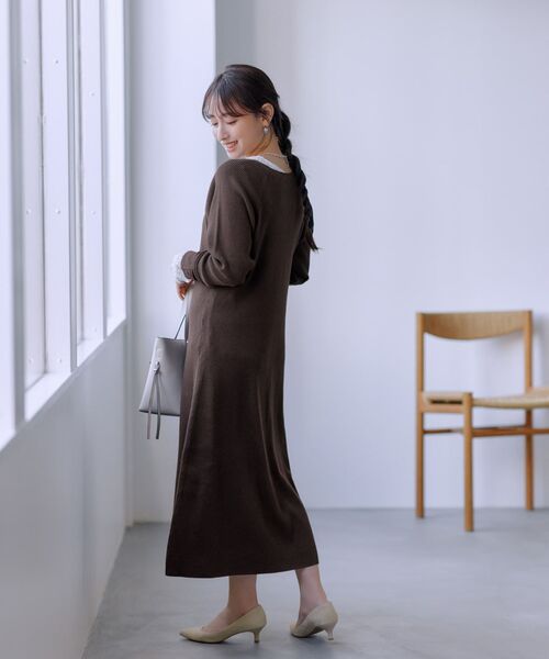 COHINA(コヒナ)の「ラメシアースリーブニットワンピース 【低身長・小柄女性】(ワンピース・レディース・グレー/ブラウン/グリーン・REGULAR/SHORT)」の20枚目の写真