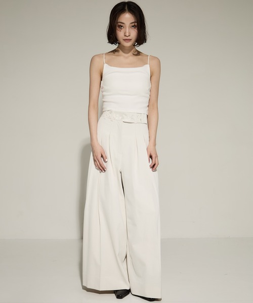 MURRAL（ミューラル）の「【MURRAL/ミューラル】Cucurbita embroidered wide slacks/エンブロイダリーワイドスラックスパンツ（スラックス・レディース・ブラック/ホワイト・1/2）」の3枚目の写真