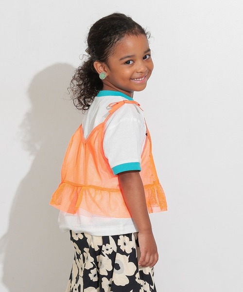 Ocean&Ground（オーシャン&グラウンド）の「メッシュフリルキャミソール（キャミソール・キッズ・ブルー/グリーン/オレンジ/ブラック・100/130/140/120/110/90）」の6枚目の写真