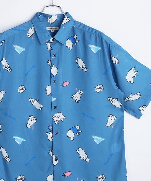 WESTSEA(ウエストシー)の「冷感とろみ シルクタッチ 総柄プリント半袖シャツ アニマル柄(シャツ/ブラウス・メンズ・ブラック系その他/ホワイト系その他2/ブルー/ブラック系その他3/ブラック/ブラック系その他2/ブルーグレー/ホワイト/ホワイト系その他/グリーン/ホワイト系その他3/ベージュ/ベージュ系その他/アイボリー/ホワイト系その他5/ブラック系その他4/ブルー系その他/ホワイト系その他4/ミント/ネイビー・M/L)」の20枚目の写真
