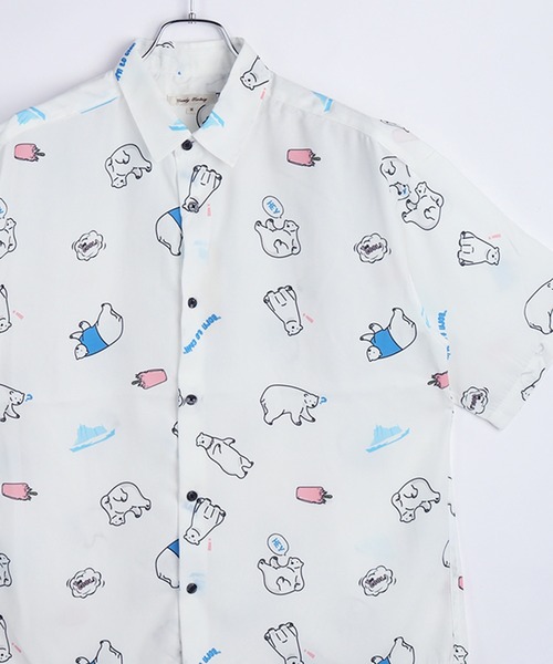 WESTSEA(ウエストシー)の「冷感とろみ シルクタッチ 総柄プリント半袖シャツ アニマル柄(シャツ/ブラウス・メンズ・ブラック系その他/ホワイト系その他2/ブルー/ブラック系その他3/ブラック/ブラック系その他2/ブルーグレー/ホワイト/ホワイト系その他/グリーン/ホワイト系その他3/ベージュ/ベージュ系その他/アイボリー/ホワイト系その他5/ブラック系その他4/ブルー系その他/ホワイト系その他4/ミント/ネイビー・M/L)」の7枚目の写真
