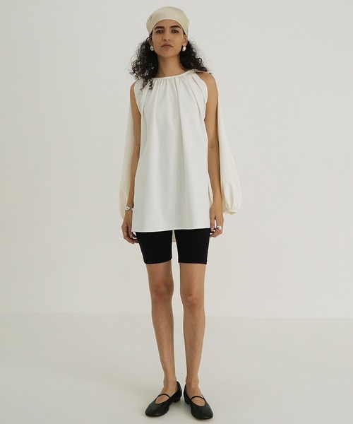 セール】2WAY GATHER RASH GUARD BLOUSE（ラッシュガード）｜CLANE