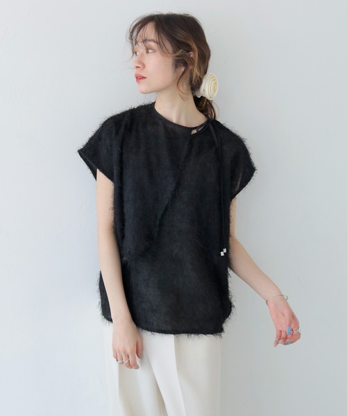 CLEIO(クレイオ)の「【CLEIO】フリンジジョーゼットレイヤード半袖ブラウス FRINGE GEORGETTE LAYERED BLOUSE/940-13604(Tシャツ/カットソー・レディース・ブラック/ホワイト・FREE)」の18枚目の写真