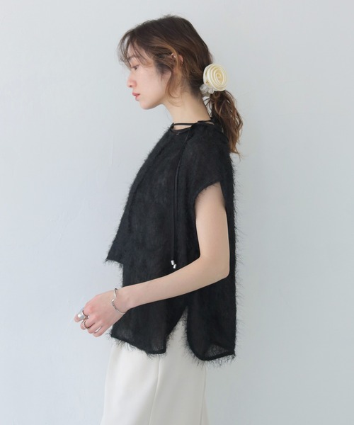 CLEIO(クレイオ)の「【CLEIO】フリンジジョーゼットレイヤード半袖ブラウス FRINGE GEORGETTE LAYERED BLOUSE/940-13604(Tシャツ/カットソー・レディース・ブラック/ホワイト・FREE)」の19枚目の写真