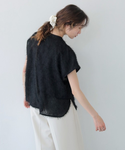CLEIO(クレイオ)の「【CLEIO】フリンジジョーゼットレイヤード半袖ブラウス FRINGE GEORGETTE LAYERED BLOUSE/940-13604(Tシャツ/カットソー・レディース・ブラック/ホワイト・FREE)」の20枚目の写真