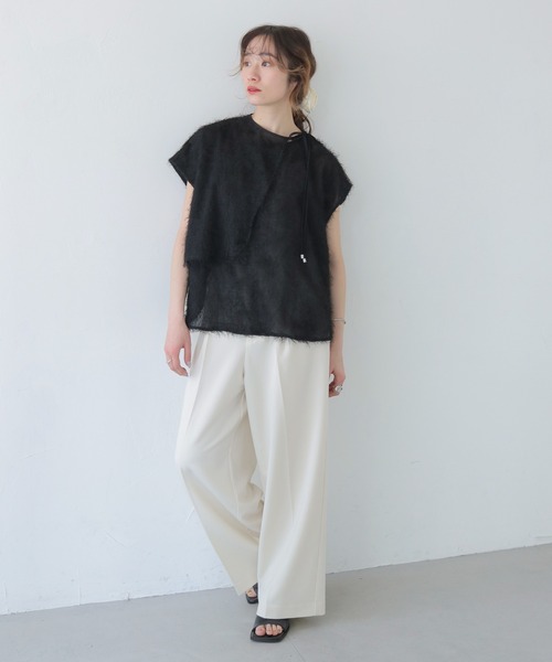 CLEIO(クレイオ)の「【CLEIO】フリンジジョーゼットレイヤード半袖ブラウス FRINGE GEORGETTE LAYERED BLOUSE/940-13604(Tシャツ/カットソー・レディース・ブラック/ホワイト・FREE)」の21枚目の写真