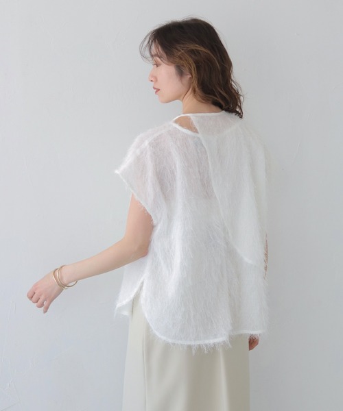 CLEIO(クレイオ)の「【CLEIO】フリンジジョーゼットレイヤード半袖ブラウス FRINGE GEORGETTE LAYERED BLOUSE/940-13604(Tシャツ/カットソー・レディース・ブラック/ホワイト・FREE)」の11枚目の写真