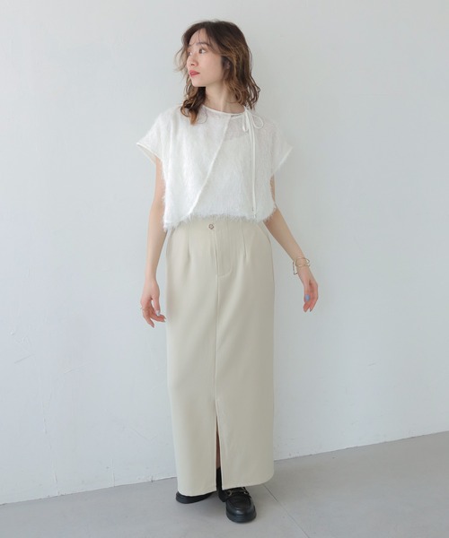 CLEIO(クレイオ)の「【CLEIO】フリンジジョーゼットレイヤード半袖ブラウス FRINGE GEORGETTE LAYERED BLOUSE/940-13604(Tシャツ/カットソー・レディース・ブラック/ホワイト・FREE)」の6枚目の写真