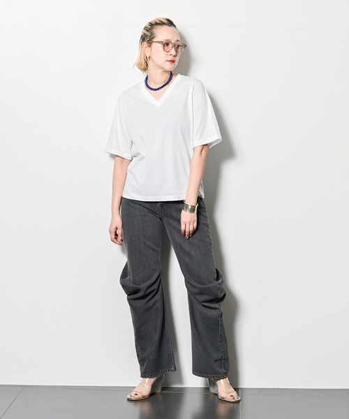 CITYSHOP(シティーショップ)の「V NECK Tシャツ(Tシャツ/カットソー・レディース・グレー/サックスブルー/ホワイト・FREE)」の19枚目の写真