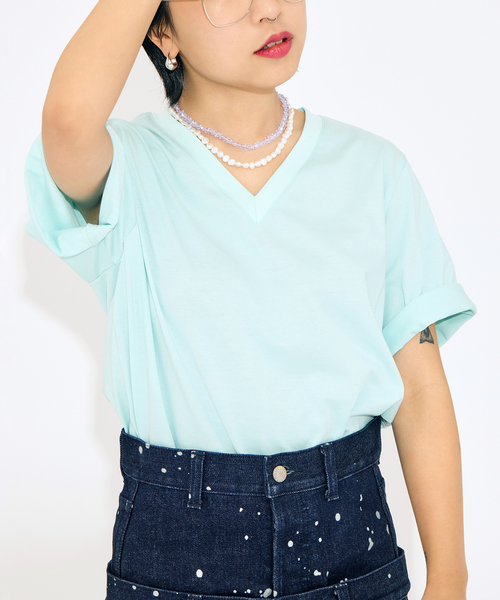 CITYSHOP(シティーショップ)の「V NECK Tシャツ(Tシャツ/カットソー・レディース・グレー/サックスブルー/ホワイト・FREE)」の12枚目の写真