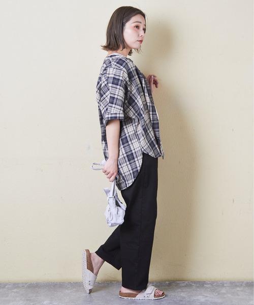 CUBE SUGAR（キューブシュガー）の「チェック柄ドルマンシャツ（シャツ/ブラウス・レディース・スミクロ/ネイビー/レッド/カーキ/マルチ・M）」の16枚目の写真