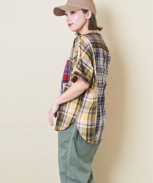 CUBE SUGAR（キューブシュガー）の「チェック柄ドルマンシャツ（シャツ/ブラウス・レディース・スミクロ/ネイビー/レッド/カーキ/マルチ・M）」の21枚目の写真