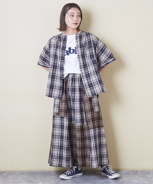 CUBE SUGAR（キューブシュガー）の「チェック柄ドルマンシャツ（シャツ/ブラウス・レディース・スミクロ/ネイビー/レッド/カーキ/マルチ・M）」の14枚目の写真