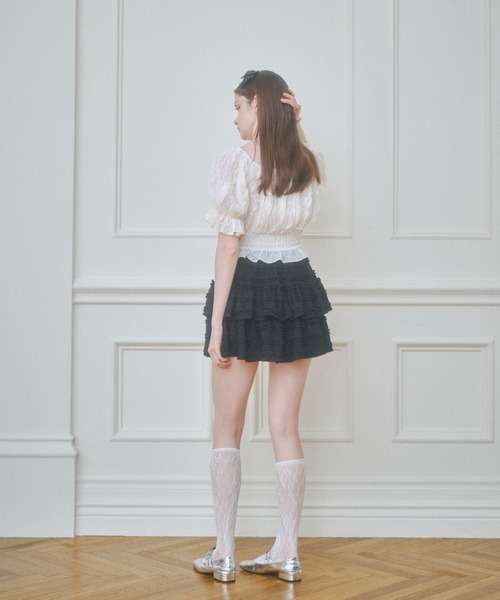 Lovilyn(ラヴィリン)の「ティアードレーススカート(インパン)(スカート・レディース・ホワイト/ブラック/サックスブルー・SMALL/MEDIUM)」の9枚目の写真