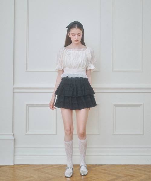 Lovilyn(ラヴィリン)の「ティアードレーススカート(インパン)(スカート・レディース・ホワイト/ブラック/サックスブルー・SMALL/MEDIUM)」の11枚目の写真
