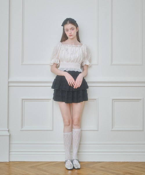 新品✨IENA/Leonie♡レースティアードスカート 【size0】アイボリー ティアードレーススカート(インパン)(スカート)|Lovilyn