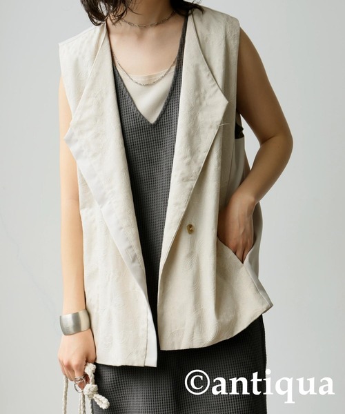 antiqua(アンティカ)の「ワッフルワンピース(ワンピース・レディース・ブラック/チャコールグレー/カーキ・ONESIZE)」の11枚目の写真