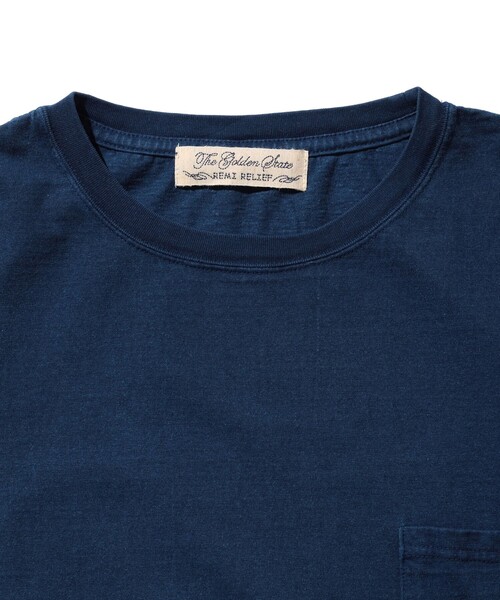 REMI RELIEF（レミレリーフ）の「【別注】REMI RELIEF / Pocket T-shirt Indigo（Tシャツ/カットソー・メンズ・インディゴブルー・SMALL/MEDIUM/LARGE/X-LARGE）」の3枚目の写真