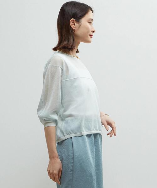 SOFFITTO（ソフィット）の「シアーニットオーバーサイズプルオーバー（ニット/セーター・レディース・ミント/オフホワイト/ブラック・FREE）」の4枚目の写真