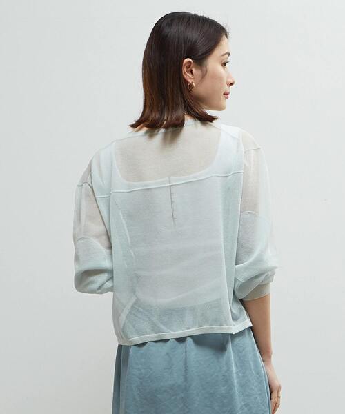 SOFFITTO（ソフィット）の「シアーニットオーバーサイズプルオーバー（ニット/セーター・レディース・ミント/オフホワイト/ブラック・FREE）」の5枚目の写真