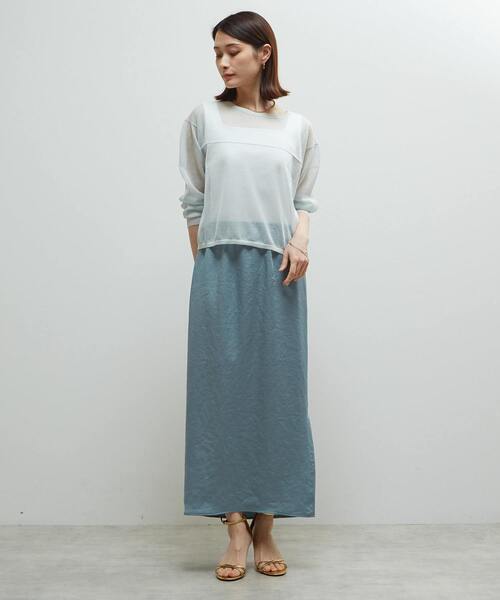 SOFFITTO（ソフィット）の「シアーニットオーバーサイズプルオーバー（ニット/セーター・レディース・ミント/オフホワイト/ブラック・FREE）」の6枚目の写真